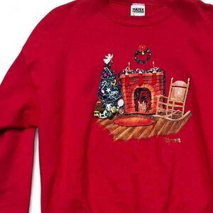 Vintage 90’s Made in USA Cotton Nostalgic 3D Embellished Christmas Crewneck. XXL